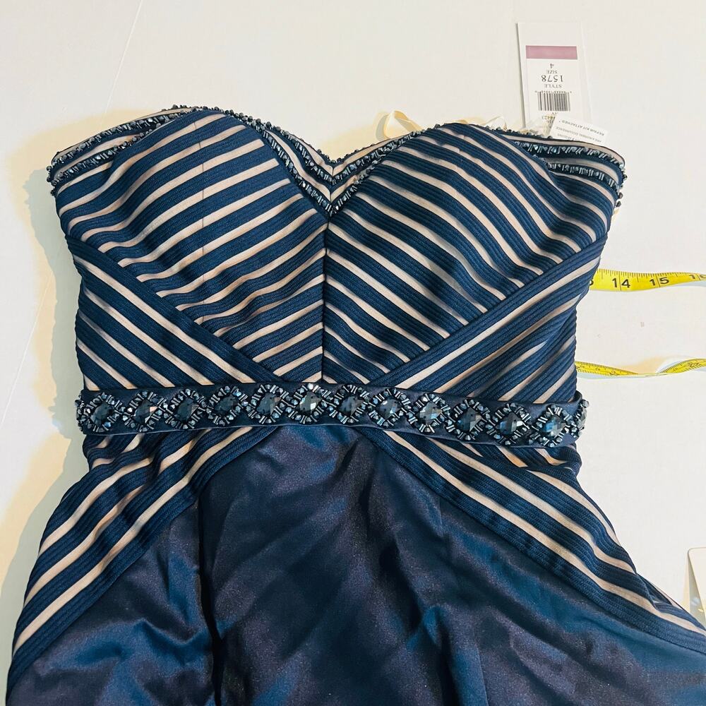 COLORS Formal Navy Blue Detailed Strapless Maxi Dress Size 4 NWT - Picture 10 of 12
